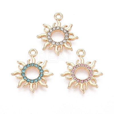 Rack Plating Alloy Rhinestone Pendants PALLOY-T091-20M-G-1