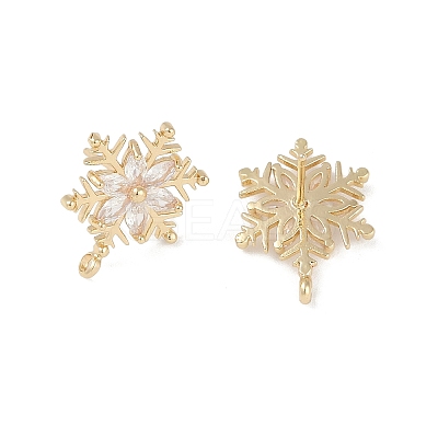 Christmas Theme Brass Micro Pave Cubic Zirconia Stud Earring Findings LS-KK-Z065-11G-1