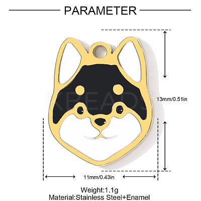304 Stainless Steel Enamel Pendants STAS-OY001-68G-1