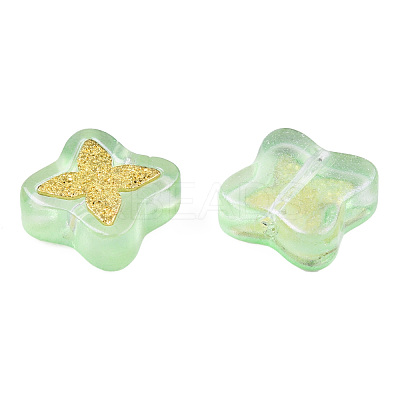 Transparent Spray Painted Glass Beads LAMP-N032-01-A02-1