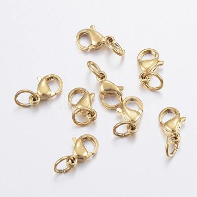 Ion Plating(IP) 304 Stainless Steel Lobster Claw Clasps X-STAS-P139-A9-G-1