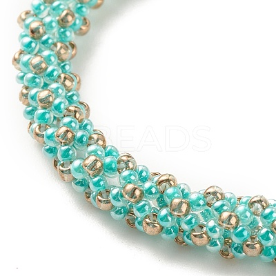 Glass Seed Beaded Bracelet with Brass Magnetic Clasps BJEW-JB07801-05-1