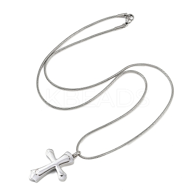 304 Stainless Steel Cross Pendant Pet Urn Ashes Necklaces NJEW-S455-02P-1
