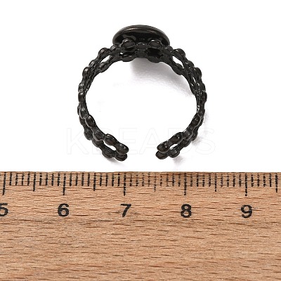 Hollow Flower 304 Stainless Steel Cuff Ring Components STAS-P454-03A-B-1