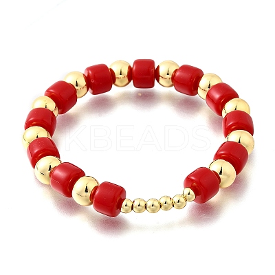 ABS Imitation Pearl Round Beads Stretch Bracelets for Women BJEW-D317-12C-G-1