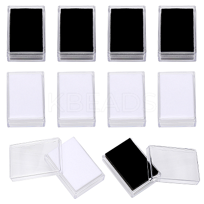 10Pcs 2 Colors Rectangle Transparent Plastic Loose Diamond Gemstone Storage Boxes CON-WH0095-46-1