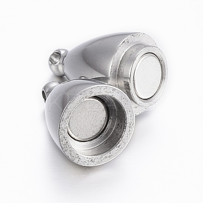 Tarnish Resistant Smooth 304 Stainless Steel Rice Magnetic Clasps with Loops STAS-H402-36P-1