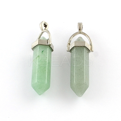 Green Aventurine Stone Pendants with Alloy Findings G-R278-28P-1