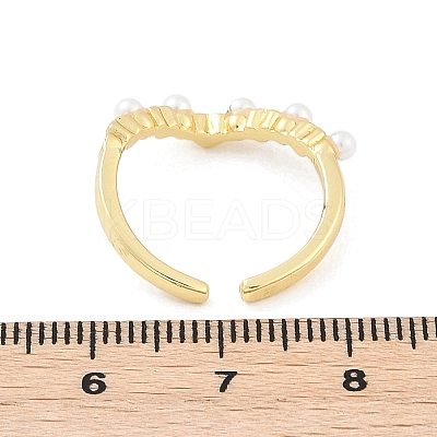 Heart Brass Open Cuff Rings for Women RJEW-R011-02G-1