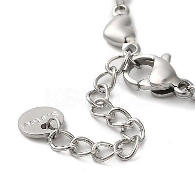 Non-Tarnish 304 Stainless Steel Heart Link Chain Bracelets for Women BJEW-K237-07P-1