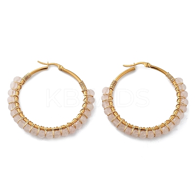 Beaded Hoop Earrings EJEW-JE03830-03-1
