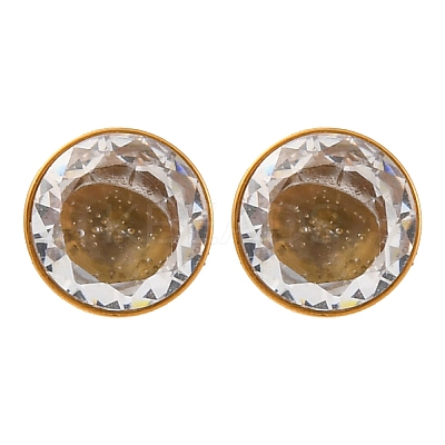 304 Stainless Steel Clear Cubic Zirconia Stud Earrings EJEW-Q044-07G-1
