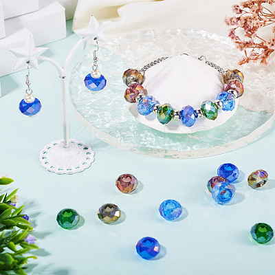 50Pcs 5 Colors Transparent Glass European Beads GPDL-TA0001-05-1