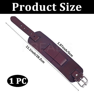 1Pc Vintage Punk Rock Style Wide Leather Cord Wristband Bracelets for Unisex BJEW-CL0001-17B-1