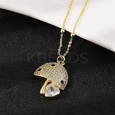 Brass Micro Pave Cubic Zirconia Pendant Necklaces LS-NJEW-Q041-04G-1