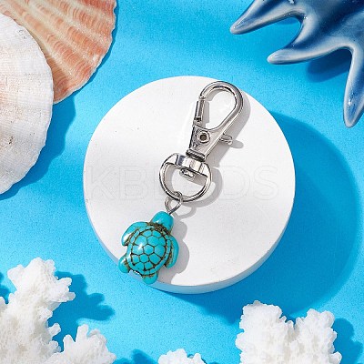 Sea Turtle Synthetic Howlite Pendant Decorations HJEW-JM02382-1