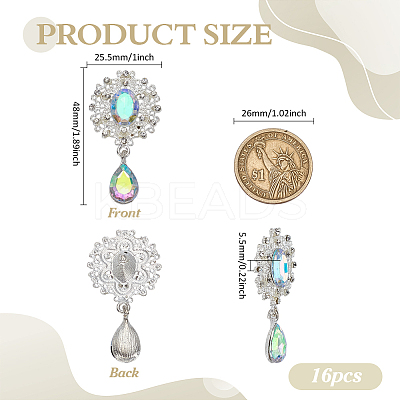 16Pcs Alloy Rhinestone Cabochons FIND-FG0004-26C-1
