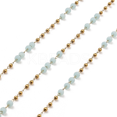 Rondelle Glass Beaded Link Chains CHS-G028-07G-04-1