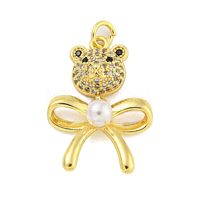 Brass Micro Pave Clear Cubic Zirconia Pendants KK-R159-27G-1