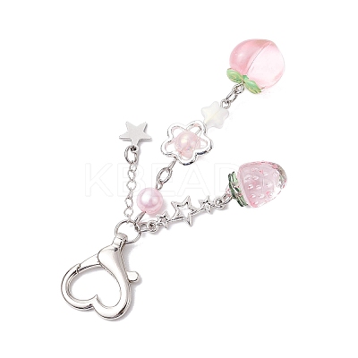 Peach Strawberry Acrylic & Resin Pendant Decorations HJEW-JM02373-1