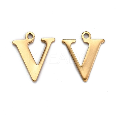 Ion Plating(IP) 304 Stainless Steel Alphabet Charms STAS-H122-V-G-1