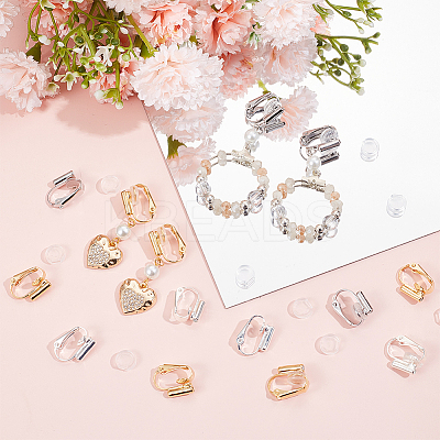 24Pcs 3 Colors Brass Clip-on Earring Converters Findings KK-SP0001-15-1