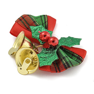 Cloth & Iron Christmas Bowknot Bell Hanging Ornaments HJEW-S004-01D-1