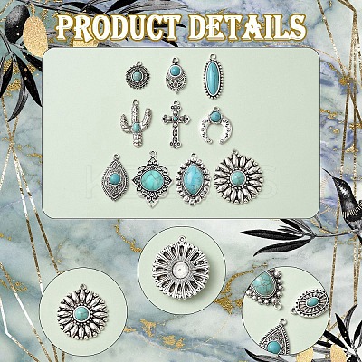 20Pcs 10 Styles Tibetan Style Alloy Pendants FIND-YW0005-61-1
