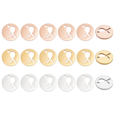 18Pcs 3 Colors Stainless Steel Charms STAS-PH0006-31-1