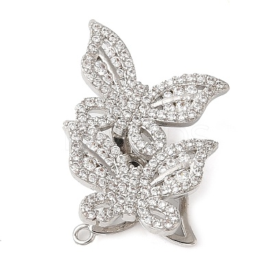 Brass Micro Pave Clear Cubic Zirconia Fold Over Clasps KK-G505-24A-P-1