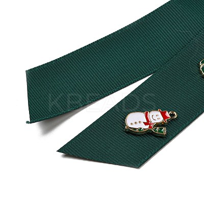 Christmas Polyester Ribbon Safety Pin Brooch JEWB-H012-01B-1