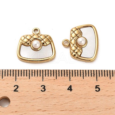 304 Stainless Steel Pave Shell Bag Charms STAS-L022-073G-1