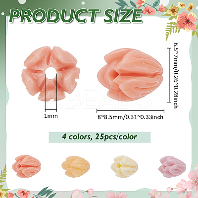 100Pcs 4 Colors Dyed Synthetic Coral Beads CORA-NB0001-04A-1