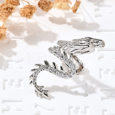 Brass Clear Cubic Zirconia Cuff Earrings EJEW-Q025-01B-P-1