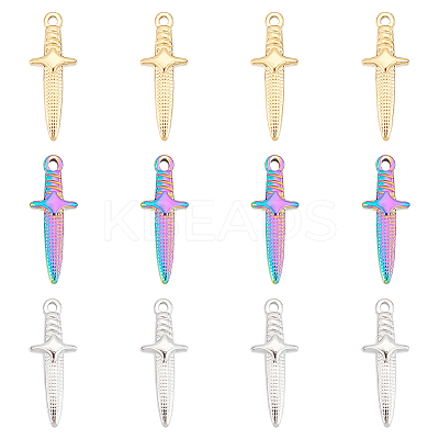 12Pcs 3 Colors Ion Plating(IP) 304 Stainless Steel Pendants STAS-UN0045-87-1