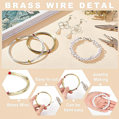 2Pcs 2 Colors Brass Wire FIND-BC0003-77-1