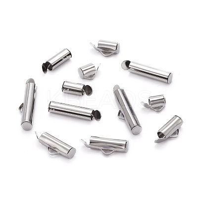 90Pcs 6 Style 304 Stainless Steel Slide On End Clasp Tubes STAS-YW0001-20-1