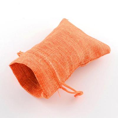 Polyester Imitation Burlap Packing Pouches Drawstring Bags X-ABAG-R005-14x10-11-1