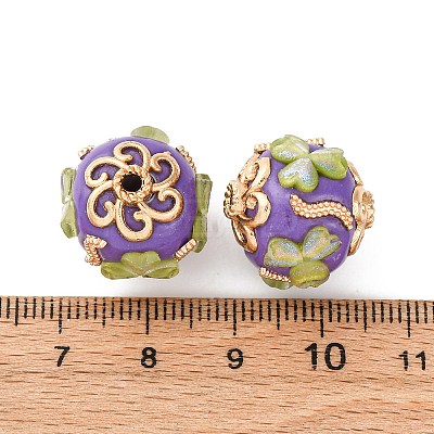 Handmade Resin Indonesia Round Beads IPDL-P005-15KCG-01-1