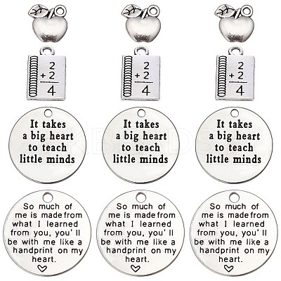 40Pcs 4 Style Tibetan Style Alloy Pendants for Teachers' Day TIBE-SC0001-80-1