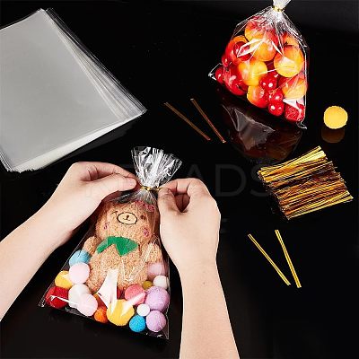 100Pcs Rectangle Transparent Plastic Bags ABAG-PH0001-50B-1