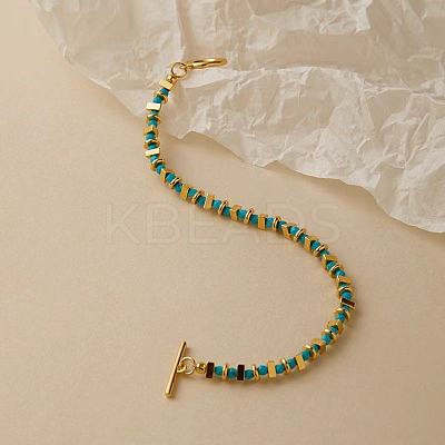 Synthetic Turquoise & Brass Beaded Bracelets for Women XC1263-1