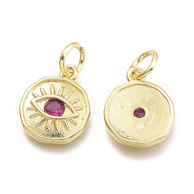 Brass Micro Pave Cubic Zirconia Pendants KK-P187-17G-G-1