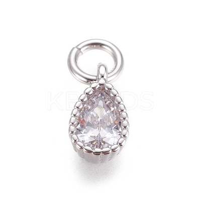 Brass Micro Pave Cubic Zirconia Charms X-ZIRC-E145-76P-1