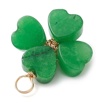 Dyed Natural Malaysia Jade Clover Pendants X-PALLOY-JF03180-05-1