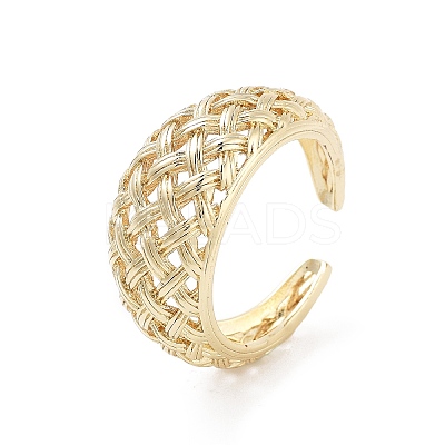 Hollow Tartan Cell Brass Open Cuff Ring for Women LS-RJEW-Z055-05G-02-1
