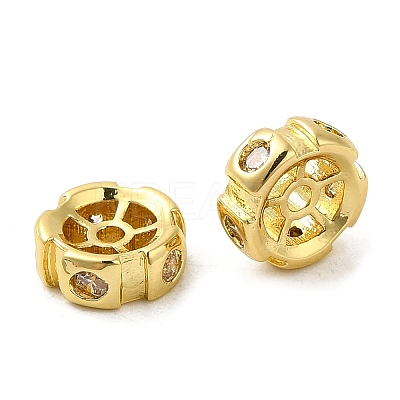 Rack Plating Brass Micro Pave Cubic Zirconia Spacer Beads KK-Q795-01G-1