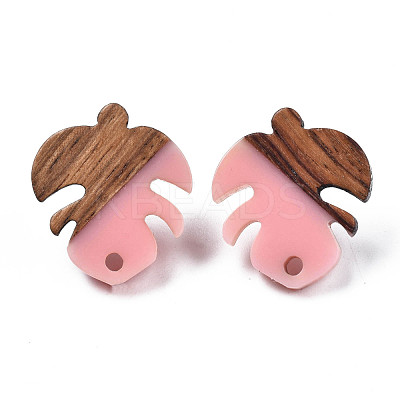 Resin & Walnut Wood Stud Earring Findings MAK-N032-027A-1
