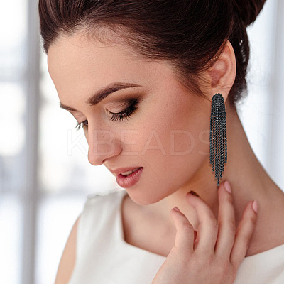 4 Pairs 4 Colors Rhinestone Chains Tassel Earrings EJEW-AN0004-74-1
