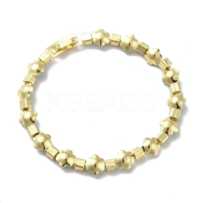 Rack Plating Iron Clover & Square Link Chains Bracelet BJEW-I300-08G-1